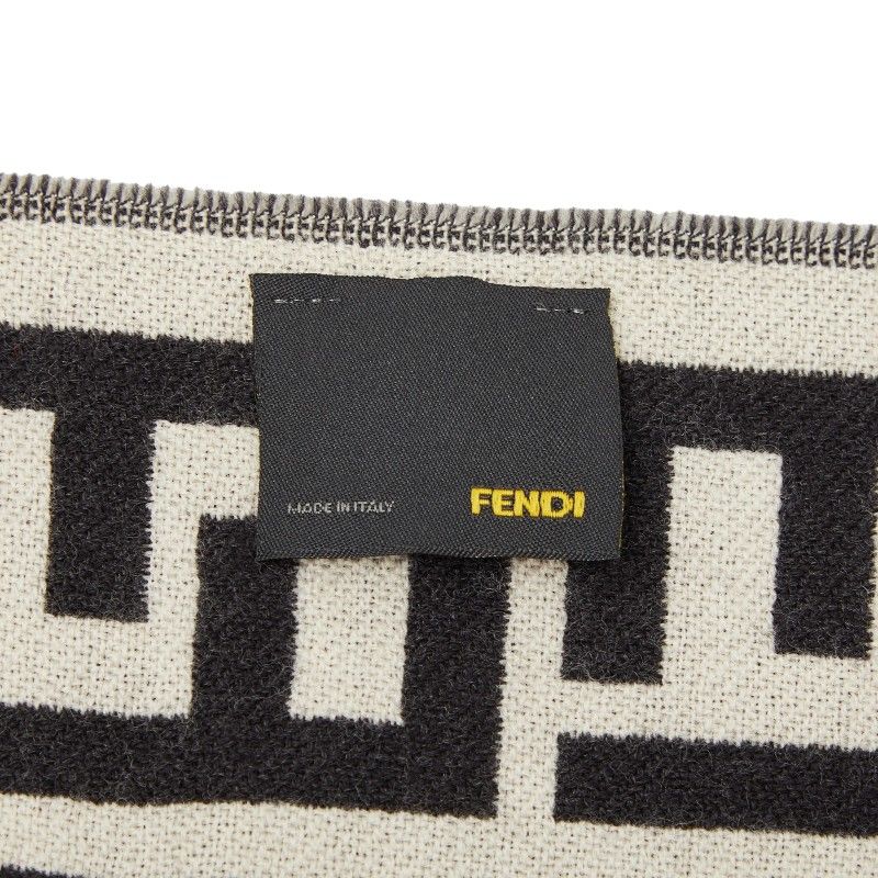 Fendi Zucca Scarf Large Black Ivory Wool — view 5