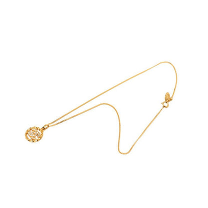 Chanel Vintage CC Logo Necklace Gold Plated Rhinestone — view 3