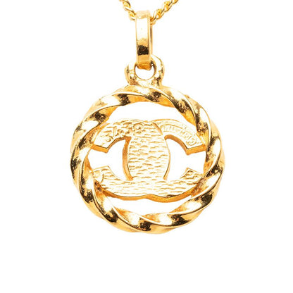 Chanel Vintage CC Logo Necklace Gold Plated Rhinestone — view 2