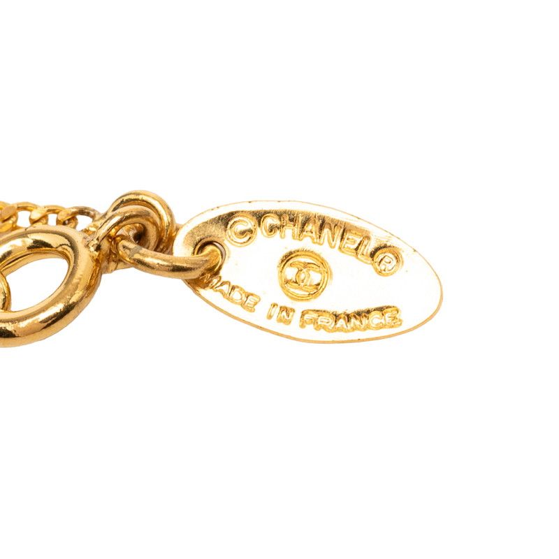 Chanel Vintage CC Logo Necklace Gold Plated Rhinestone — view 4
