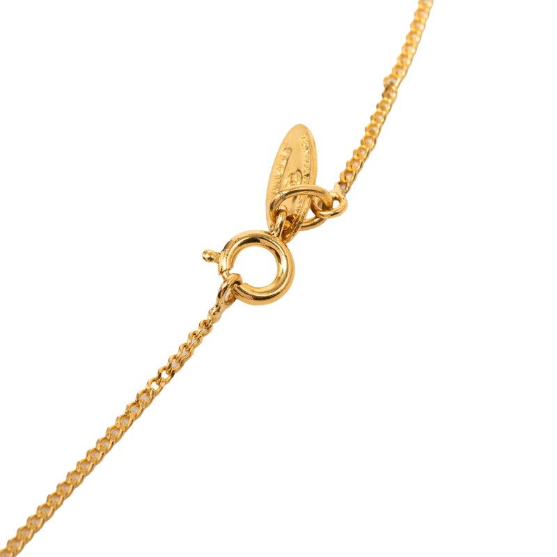 Chanel Vintage CC Logo Necklace Gold Plated Rhinestone — view 5
