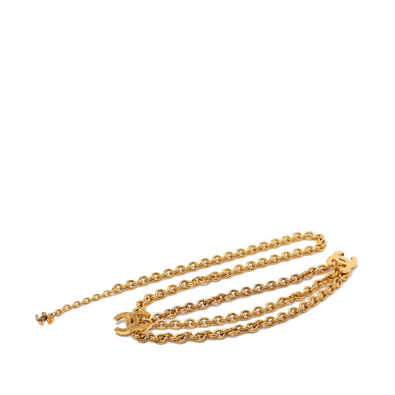 Chanel Vintage CC Logo Triple Strand Chain Belt Gold Plated