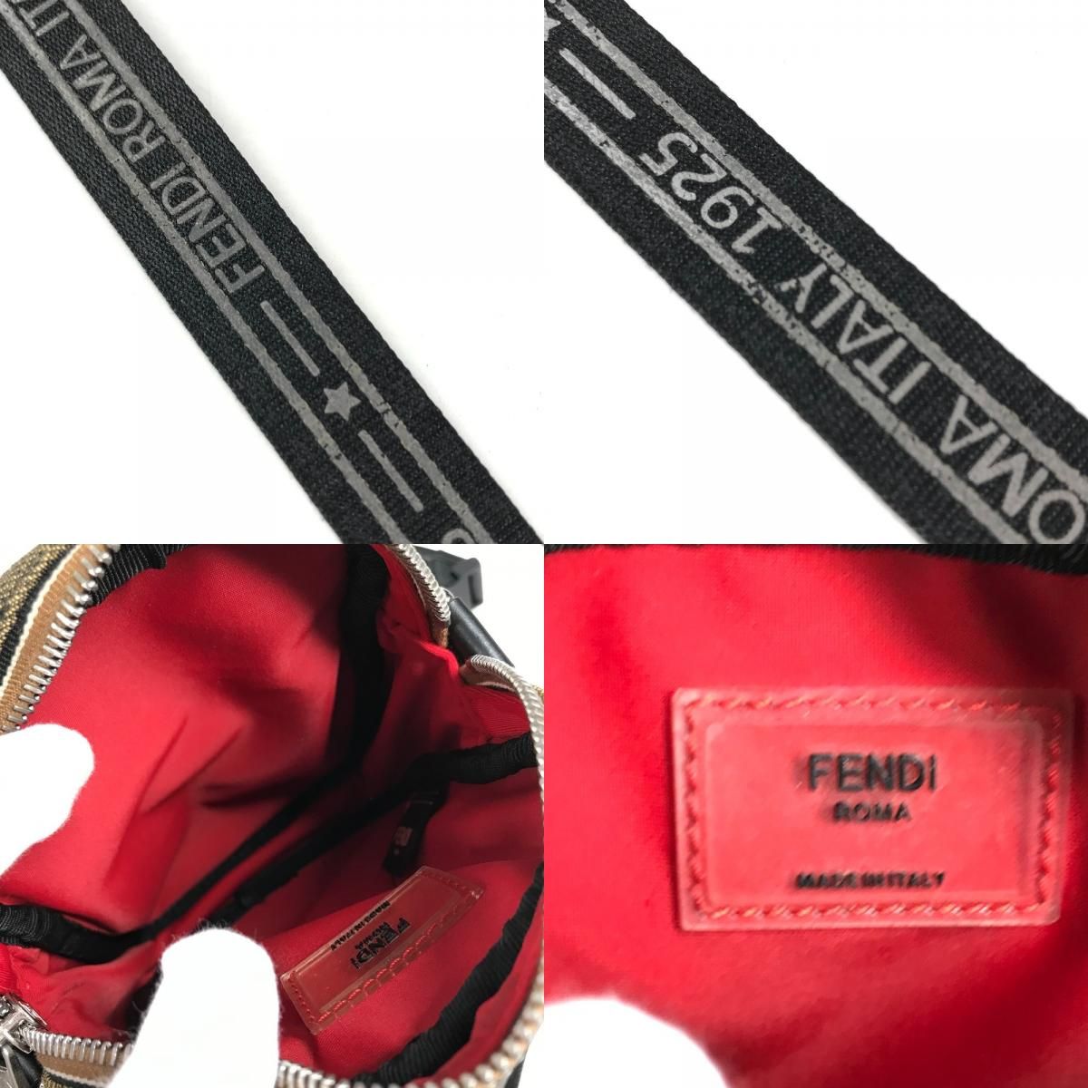 Fendi Shoulder Bag Logo Pecan Leather Canvas Khaki — view 8