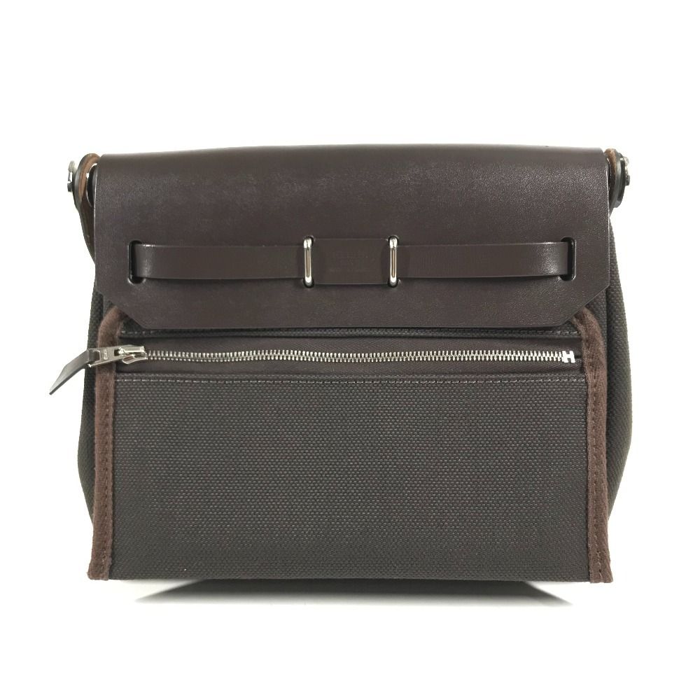 Hermes Shoulder Bag Herbag Zip Mini Toile Military Brown — view 2