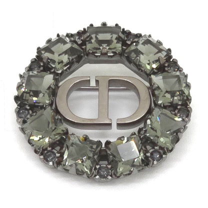 Dior Petit CD Brooch 3.05 Circle Gray Color Crystal Ruthenium Gunmetal Metal