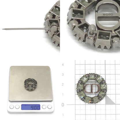 Dior Petit CD Brooch 3.05 Circle Gray Color Crystal Ruthenium Gunmetal Metal — view 6