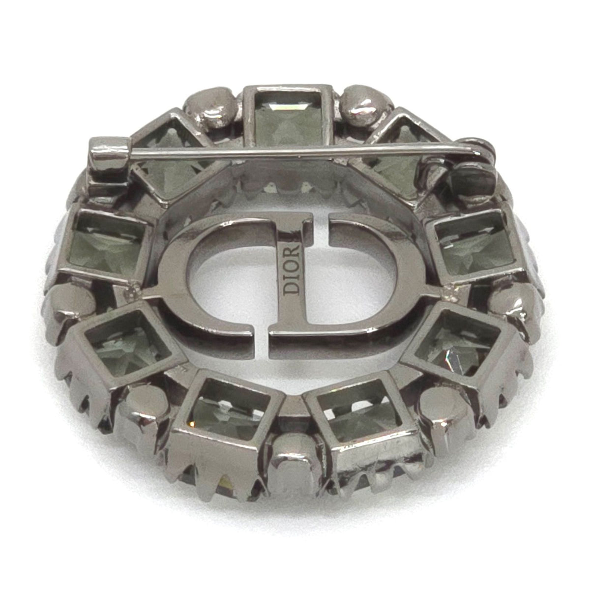 Dior Petit CD Brooch 3.05 Circle Gray Color Crystal Ruthenium Gunmetal Metal — view 3