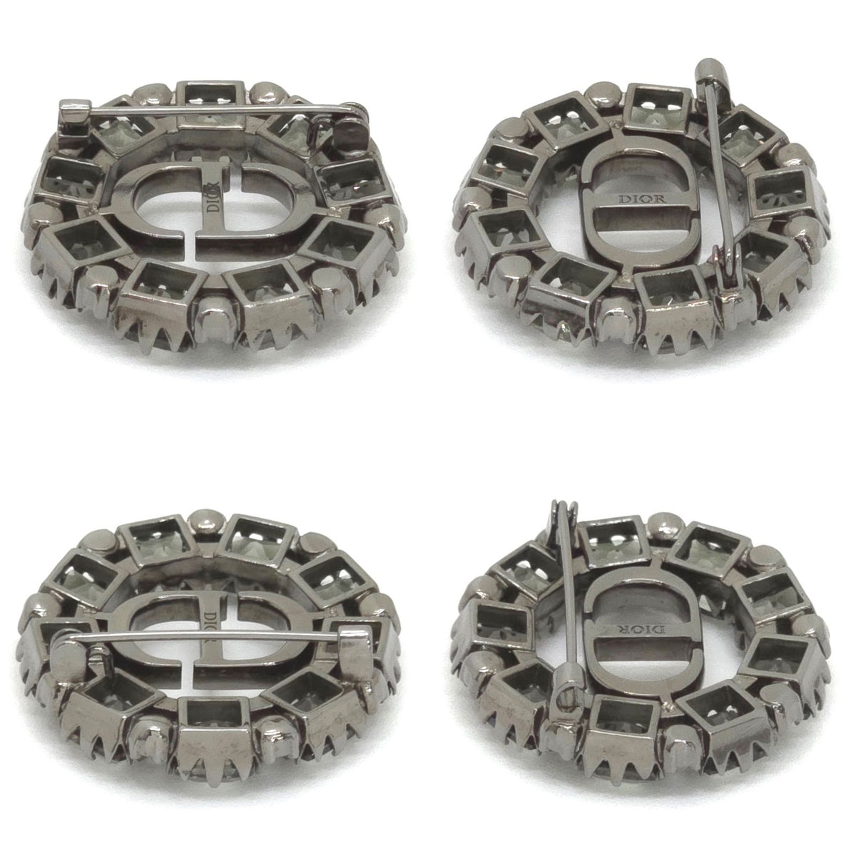 Dior Petit CD Brooch 3.05 Circle Gray Color Crystal Ruthenium Gunmetal Metal — view 4