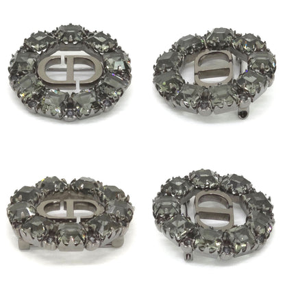 Dior Petit CD Brooch 3.05 Circle Gray Color Crystal Ruthenium Gunmetal Metal — view 2
