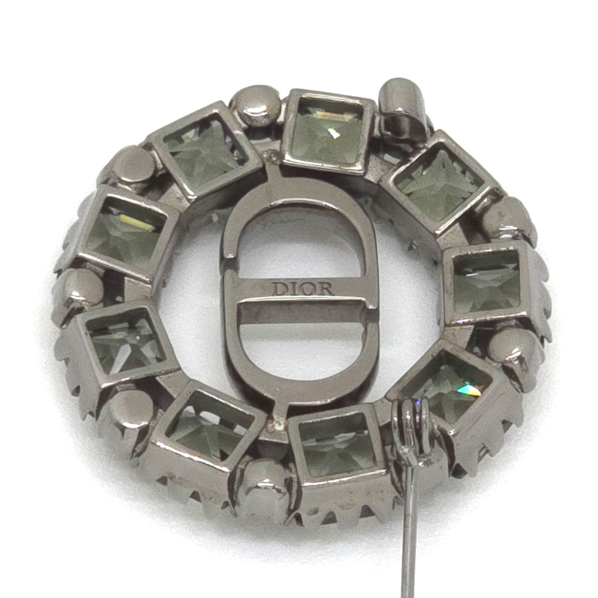 Dior Petit CD Brooch 3.05 Circle Gray Color Crystal Ruthenium Gunmetal Metal — view 5