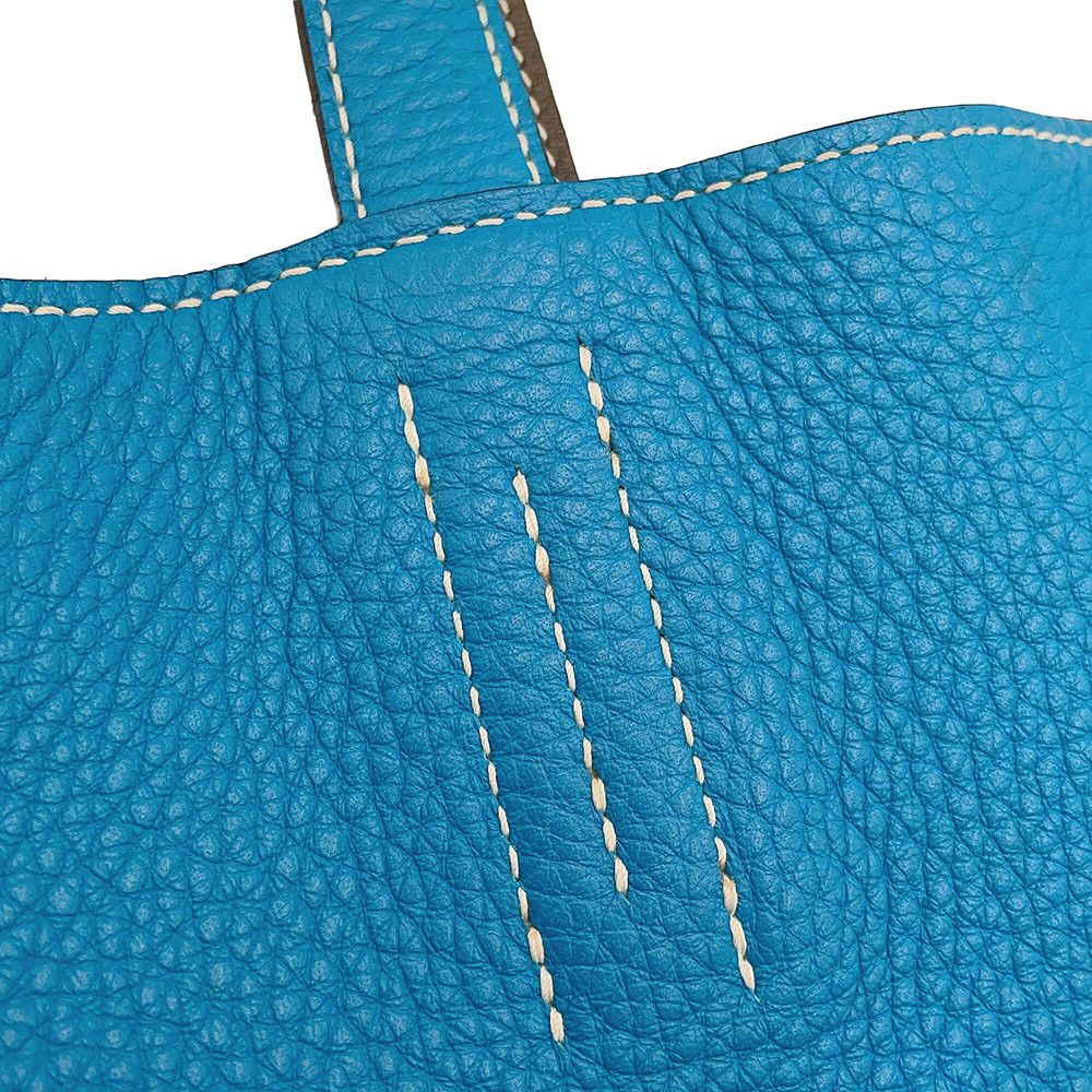 Hermes Tote Bag Double Sens 28 Etain Blue Zanzibar Taurillon Clemence Reversible — view 7