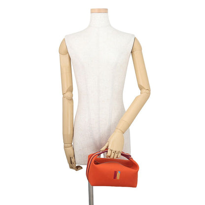 Hermes Pouch Bride-a-Brac Pavillon PM Orange Silver Canvas Case — view 4