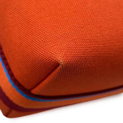 Hermes Pouch Bride-a-Brac Pavillon PM Orange Silver Canvas Case — view 6