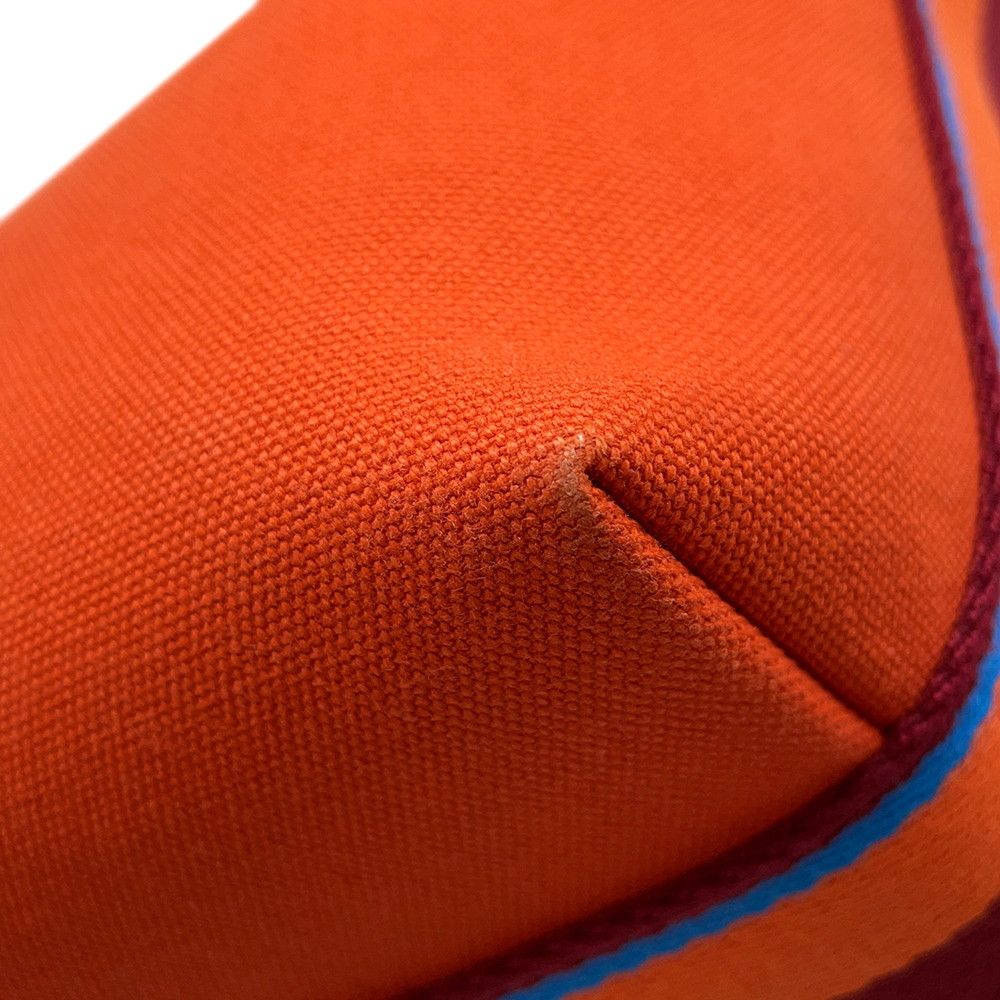 Hermes Pouch Bride-a-Brac Pavillon PM Orange Silver Canvas Case — view 7