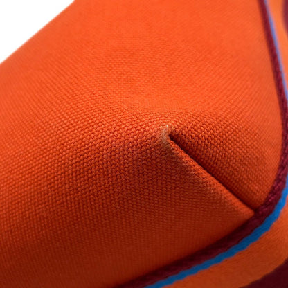 Hermes Pouch Bride-a-Brac Pavillon PM Orange Silver Canvas Case — view 7