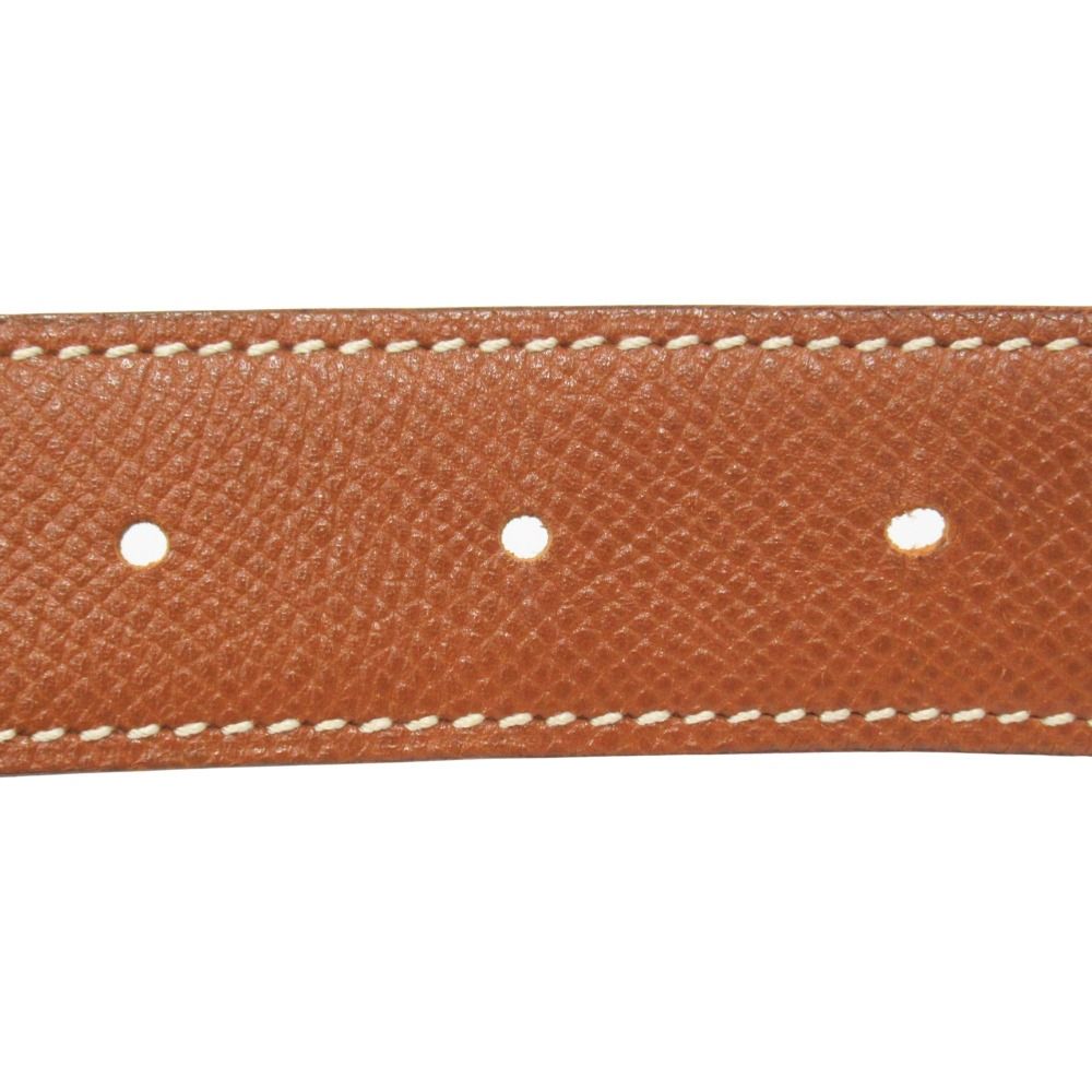 Hermes Horse Buckle Belt Courchevel Leather Vintage 72 Brown — view 5