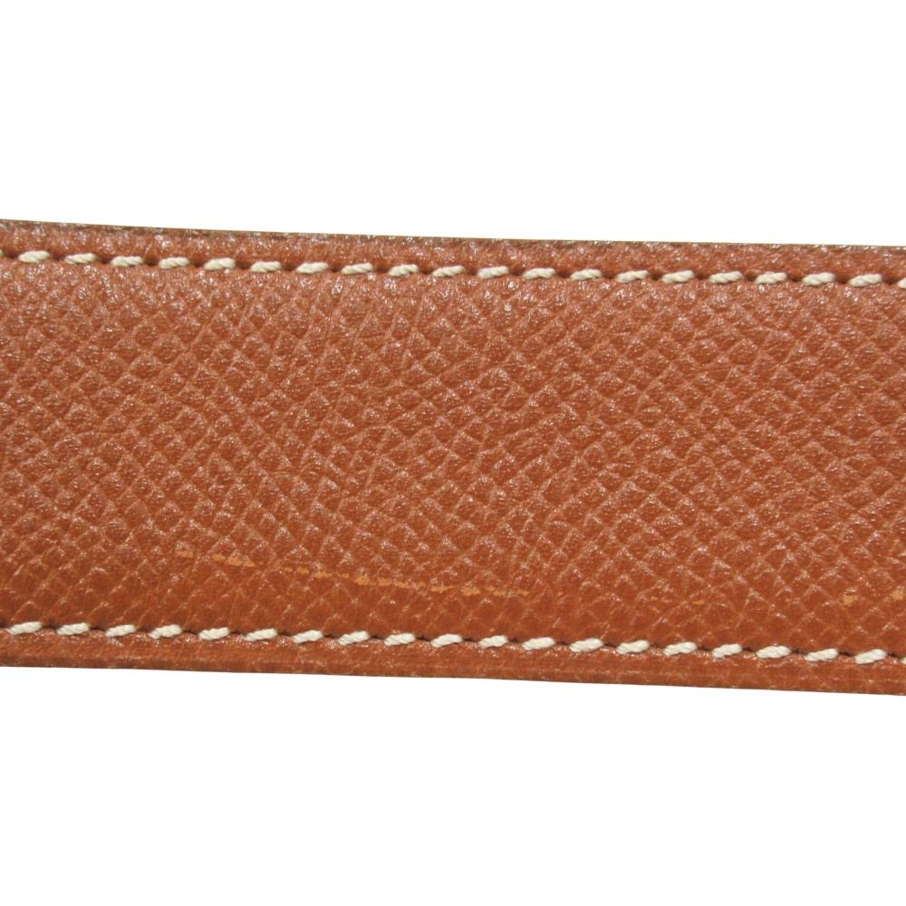 Hermes Horse Buckle Belt Courchevel Leather Vintage 72 Brown — view 7