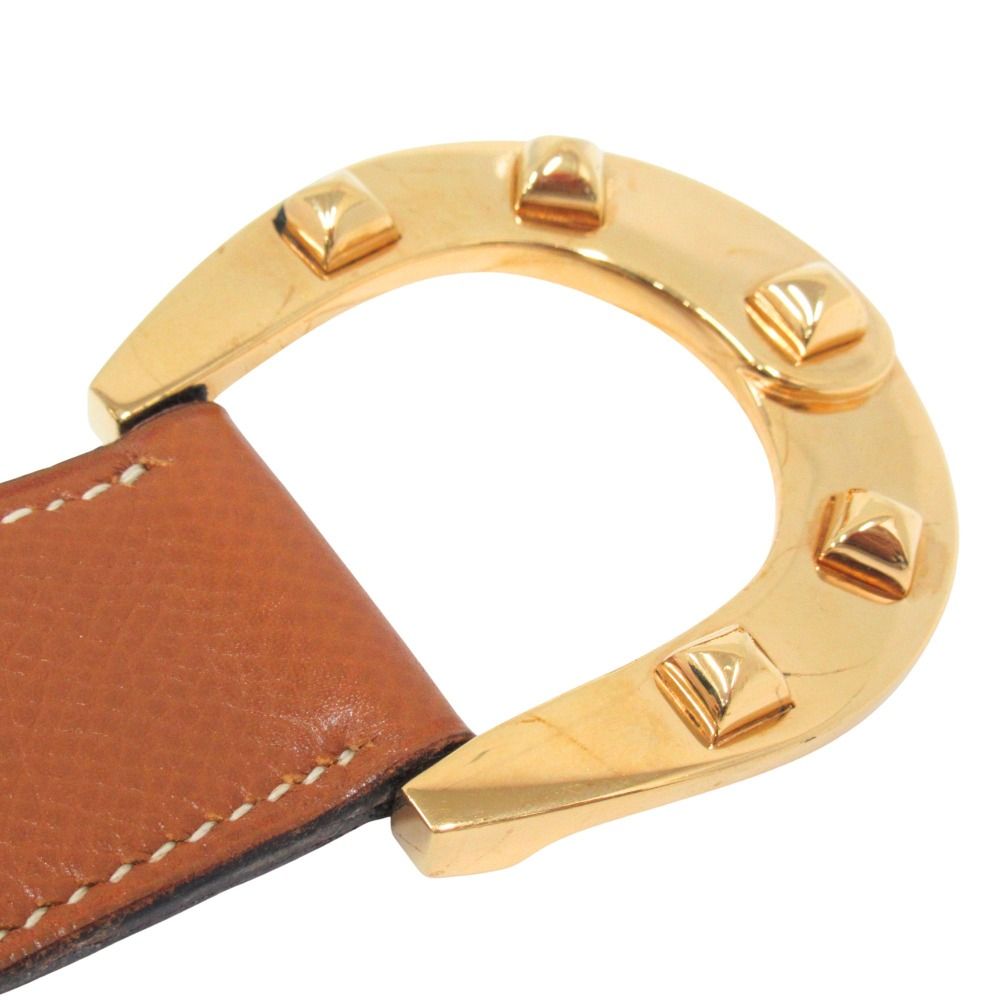 Hermes Horse Buckle Belt Courchevel Leather Vintage 72 Brown — view 4