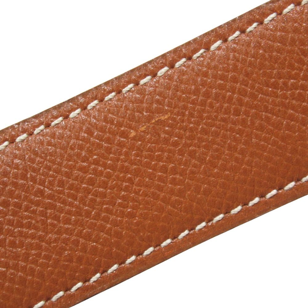 Hermes Horse Buckle Belt Courchevel Leather Vintage 72 Brown — view 6