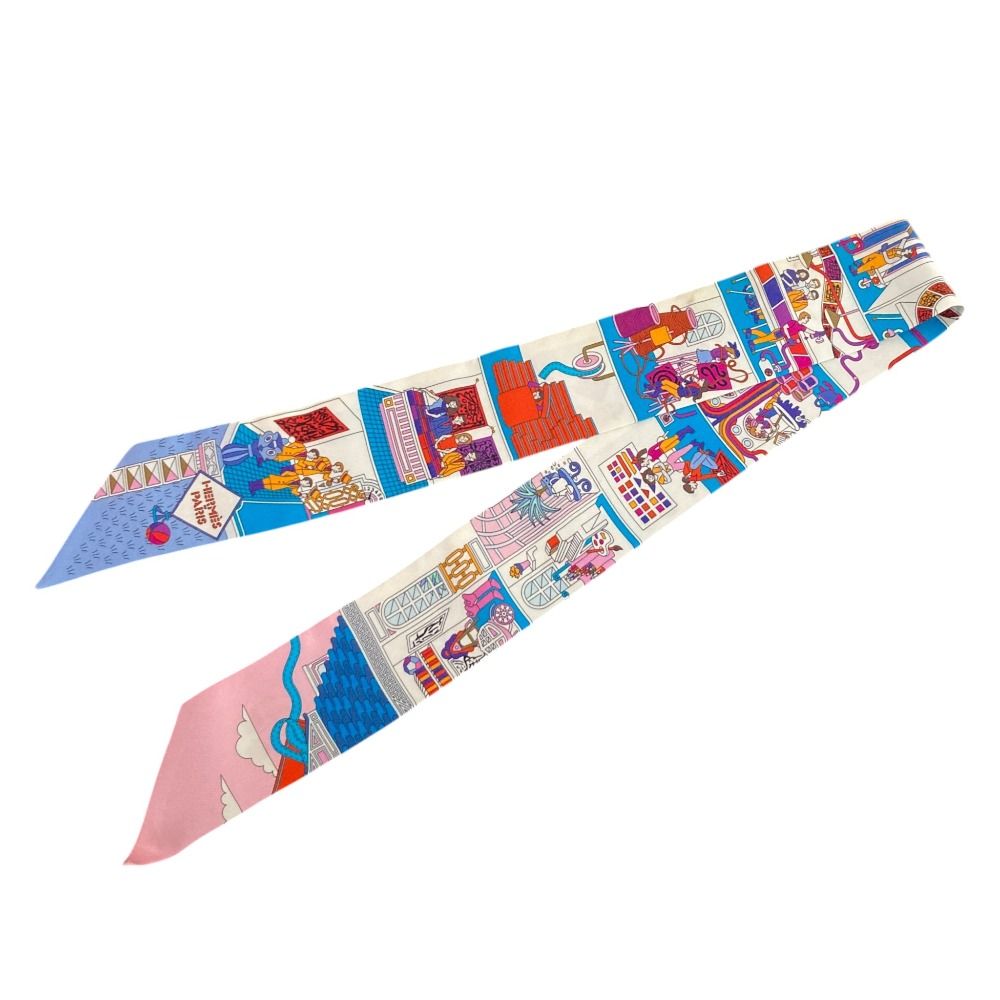 Hermes la Maison Des Carres Des Carre Silk Twill Scarf White — view 3