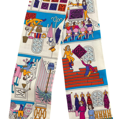 Hermes la Maison Des Carres Des Carre Silk Twill Scarf White — view 5
