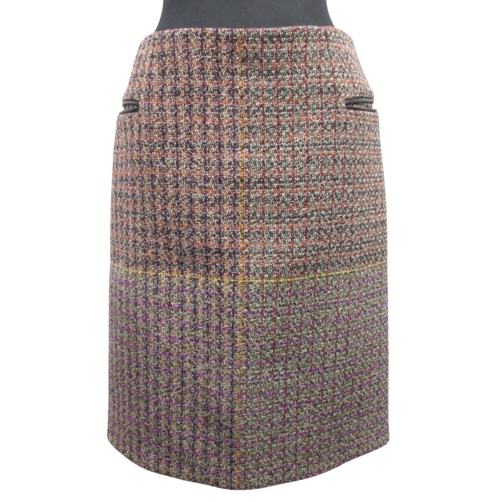 Celine Resort Collection Wool Tweed Skirt Center Full Zip Phoebe Philo Era 40
