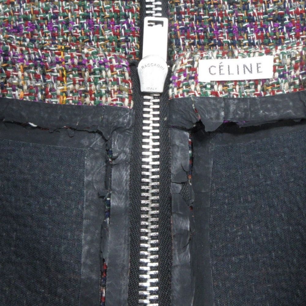 Celine Resort Collection Wool Tweed Skirt Center Full Zip Phoebe Philo Era 40 — view 5