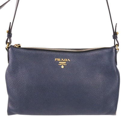 Prada Vitello Daino Leather Shoulder Bag Striped Strap Included Navy — view 2