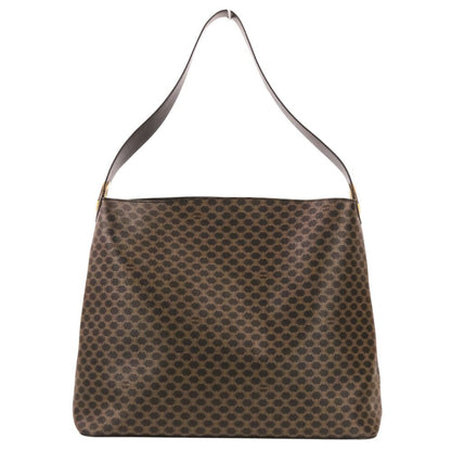 Celine Vintage Macadam Pattern Shoulder Bag Brown Black