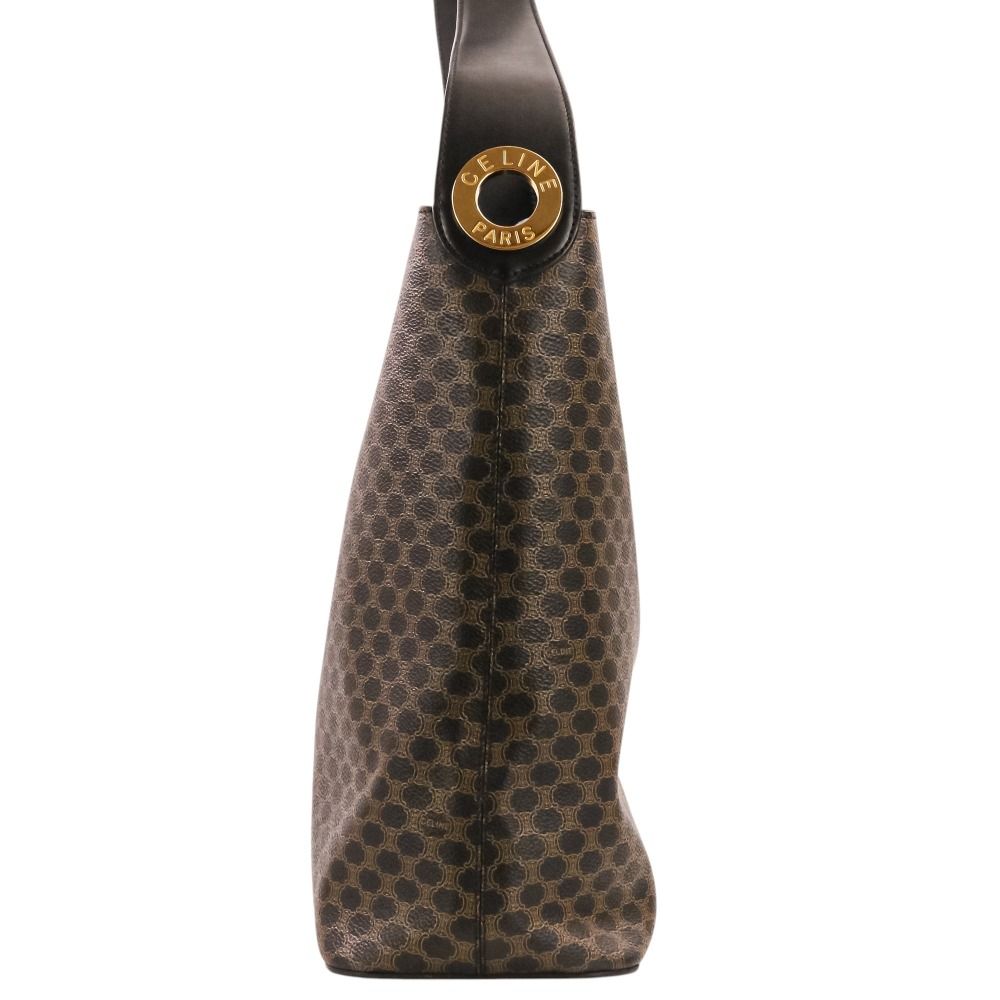 Celine Vintage Macadam Pattern Shoulder Bag Brown Black — view 4