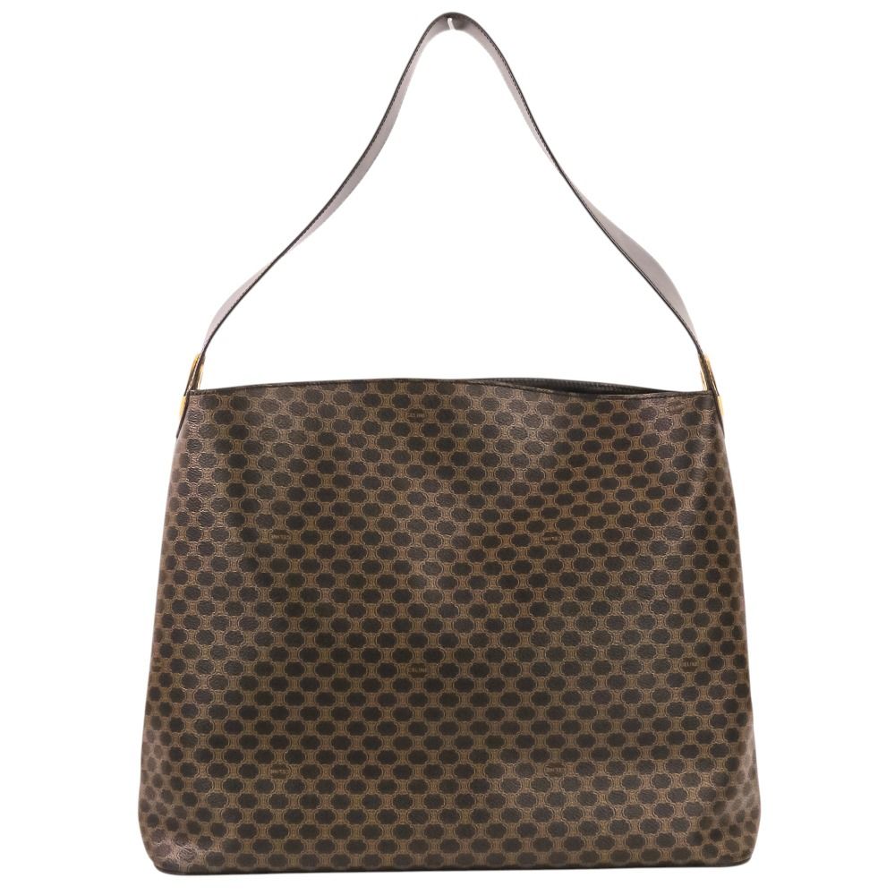 Celine Vintage Macadam Pattern Shoulder Bag Brown Black — view 2