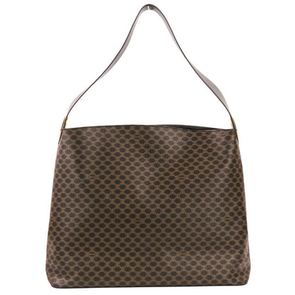 Celine Vintage Macadam Pattern Shoulder Bag Brown Black — view 2