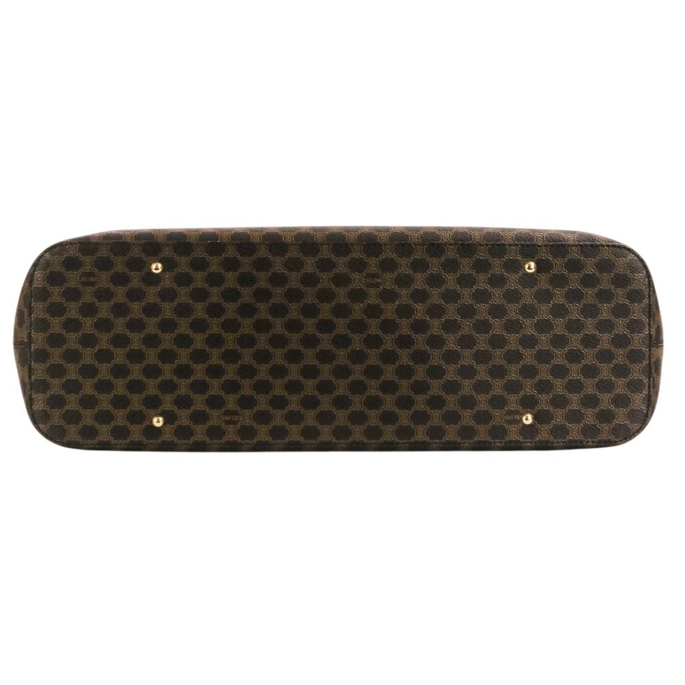 Celine Vintage Macadam Pattern Shoulder Bag Brown Black — view 3