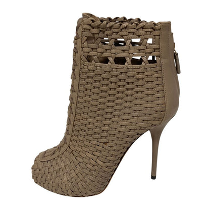 Gucci Mesh Leather Back Zip Short Boots Sandals Gray 36 — view 3