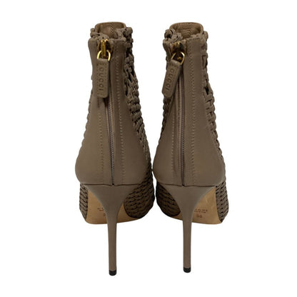 Gucci Mesh Leather Back Zip Short Boots Sandals Gray 36 — view 4