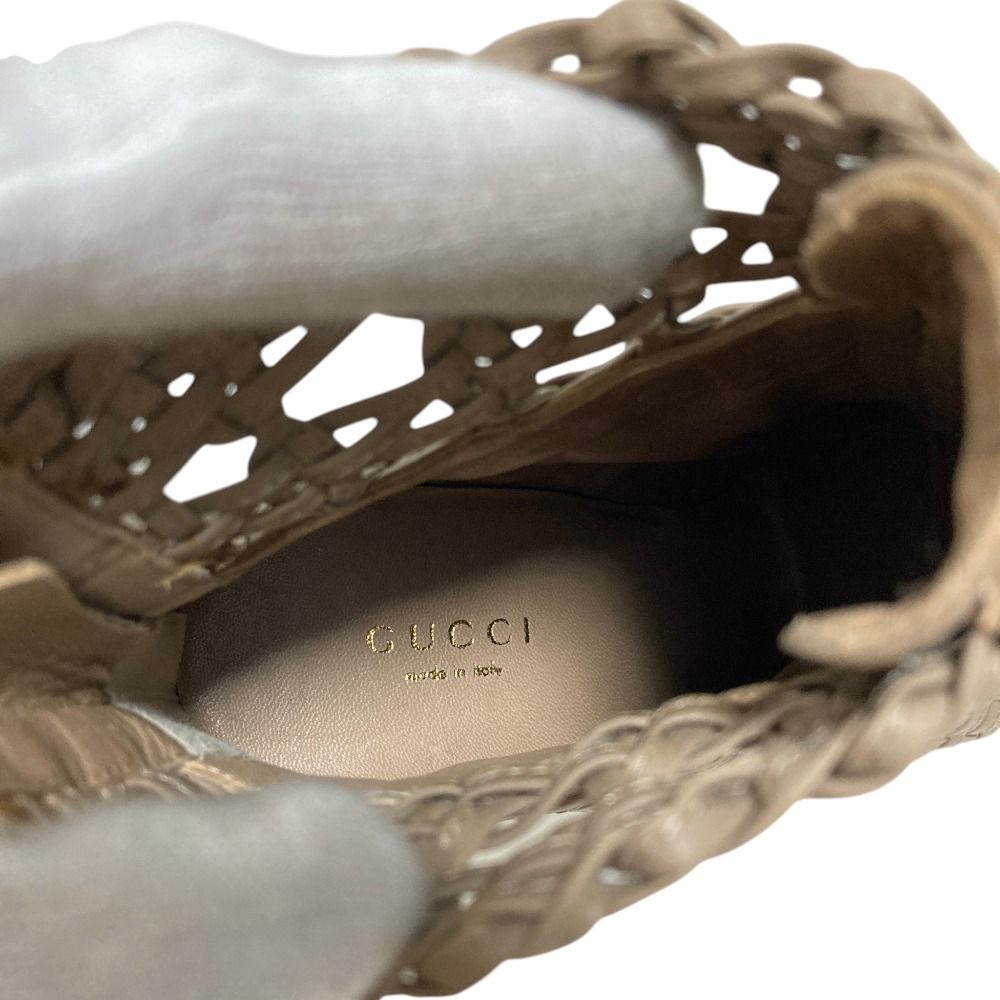 Gucci Mesh Leather Back Zip Short Boots Sandals Gray 36 — view 6
