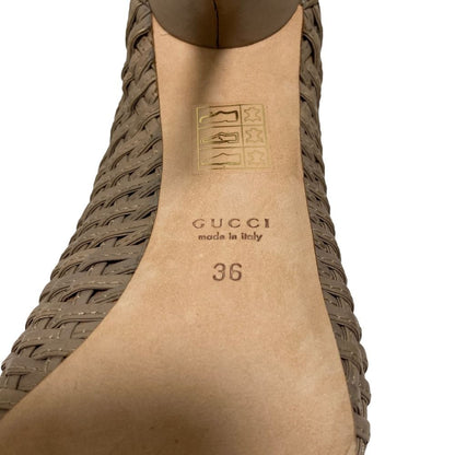 Gucci Mesh Leather Back Zip Short Boots Sandals Gray 36 — view 7