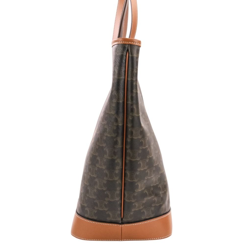 Celine Cabas Triomphe Canvas Leather Tote Shoulder Bag Brown Black — view 3