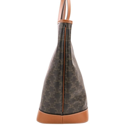Celine Cabas Triomphe Canvas Leather Tote Shoulder Bag Brown Black — view 3