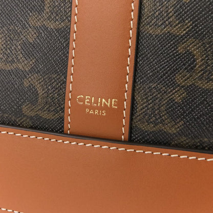 Celine Cabas Triomphe Canvas Leather Tote Shoulder Bag Brown Black — view 8