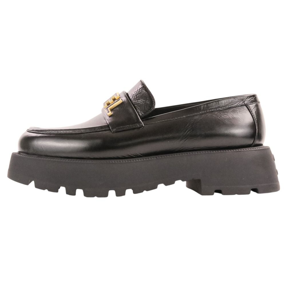 Chanel Platform Leather Loafers c Black 38 — view 3