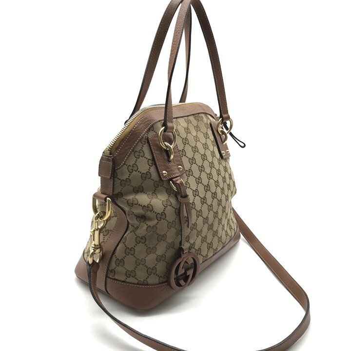 Gucci GG Canvas Leather Hand Shoulder 2-Way Bag Brown — view 2