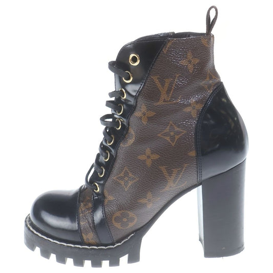 Louis Vuitton Monogram Star Trail Line Short Ankle Boots Heels Leather Gold