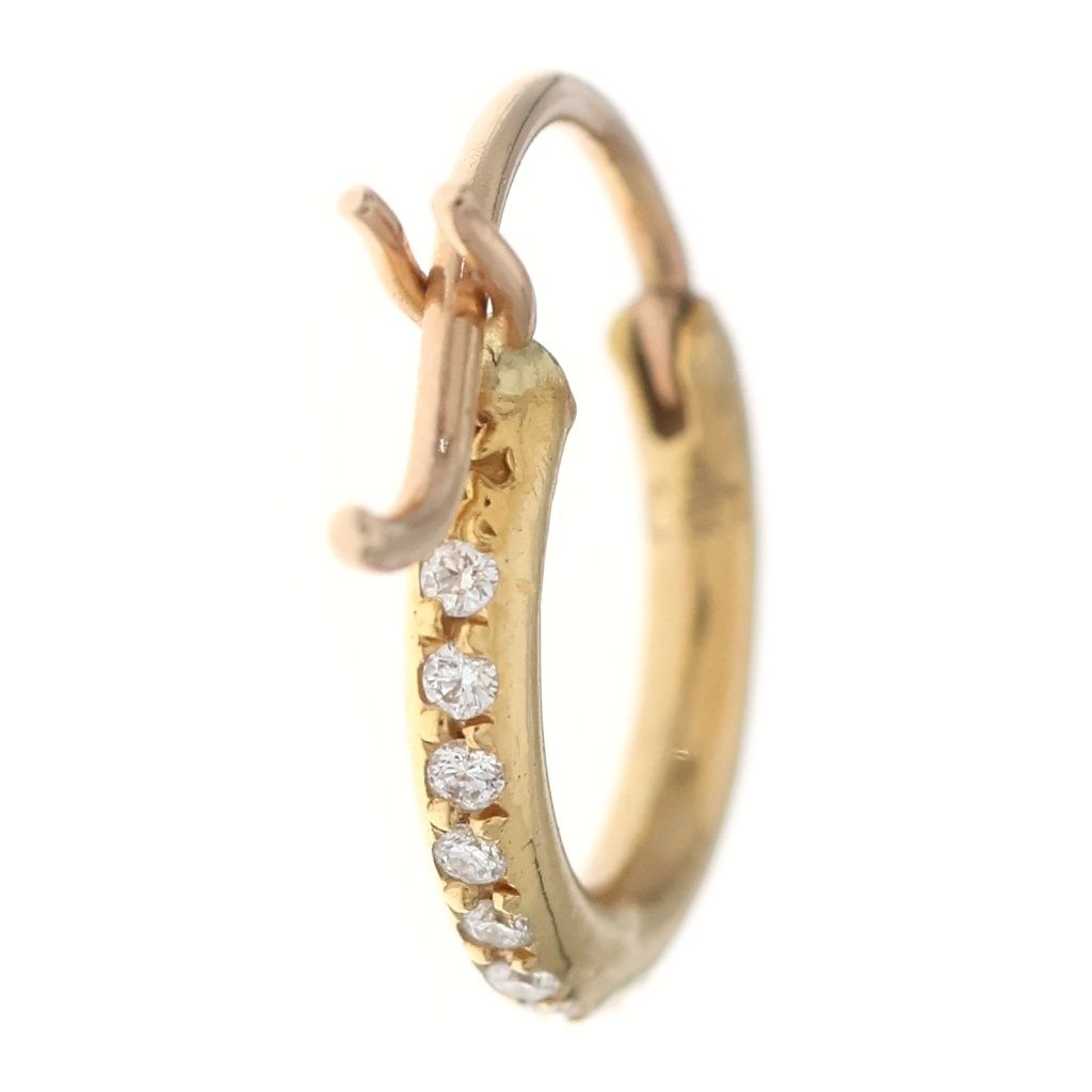 Chrome Hearts 22K Hoop Tfl Tiny P D Pave Diamond Earrings Gold — view 2
