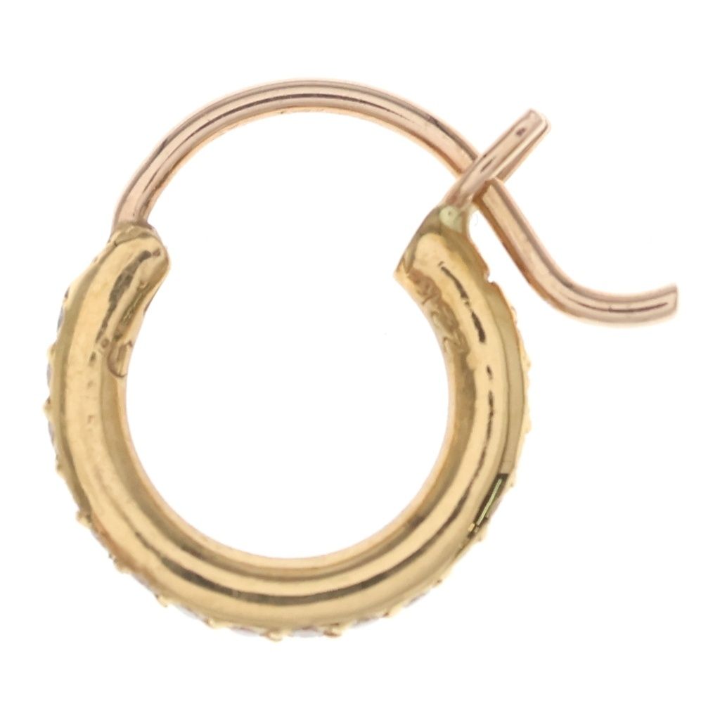Chrome Hearts 22K Hoop Tfl Tiny P D Pave Diamond Earrings Gold — view 3