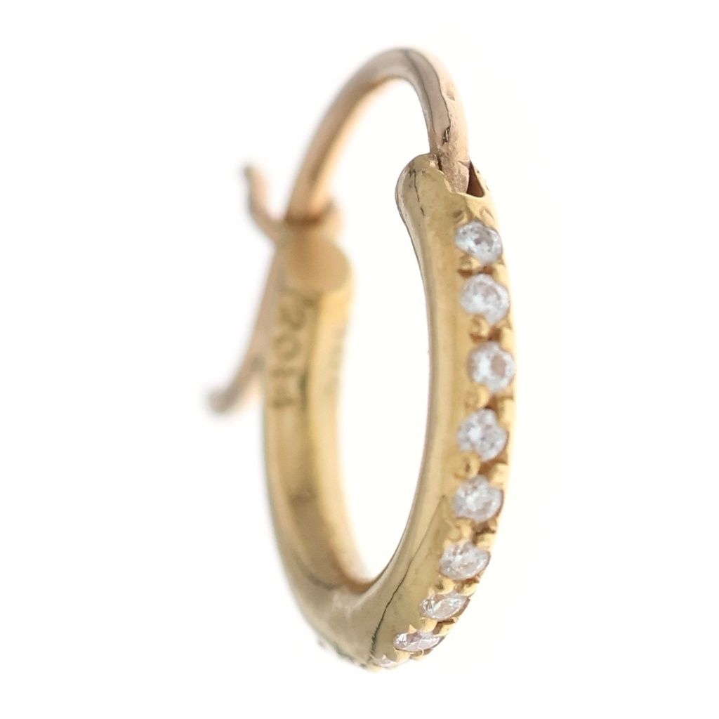 Chrome Hearts 22K Hoop Tfl Tiny P D Pave Diamond Earrings Gold