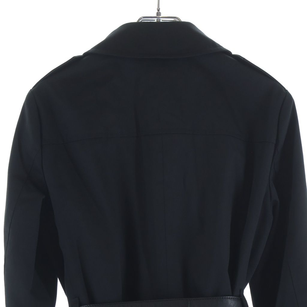 Saint Laurent Paris Belted Polyester Cotton Trench Coat Long Black — view 4