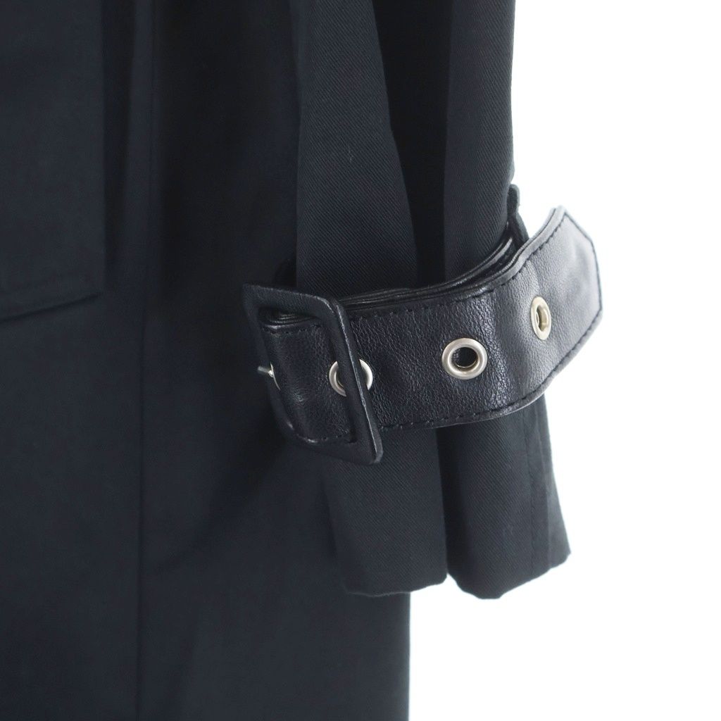Saint Laurent Paris Belted Polyester Cotton Trench Coat Long Black — view 7