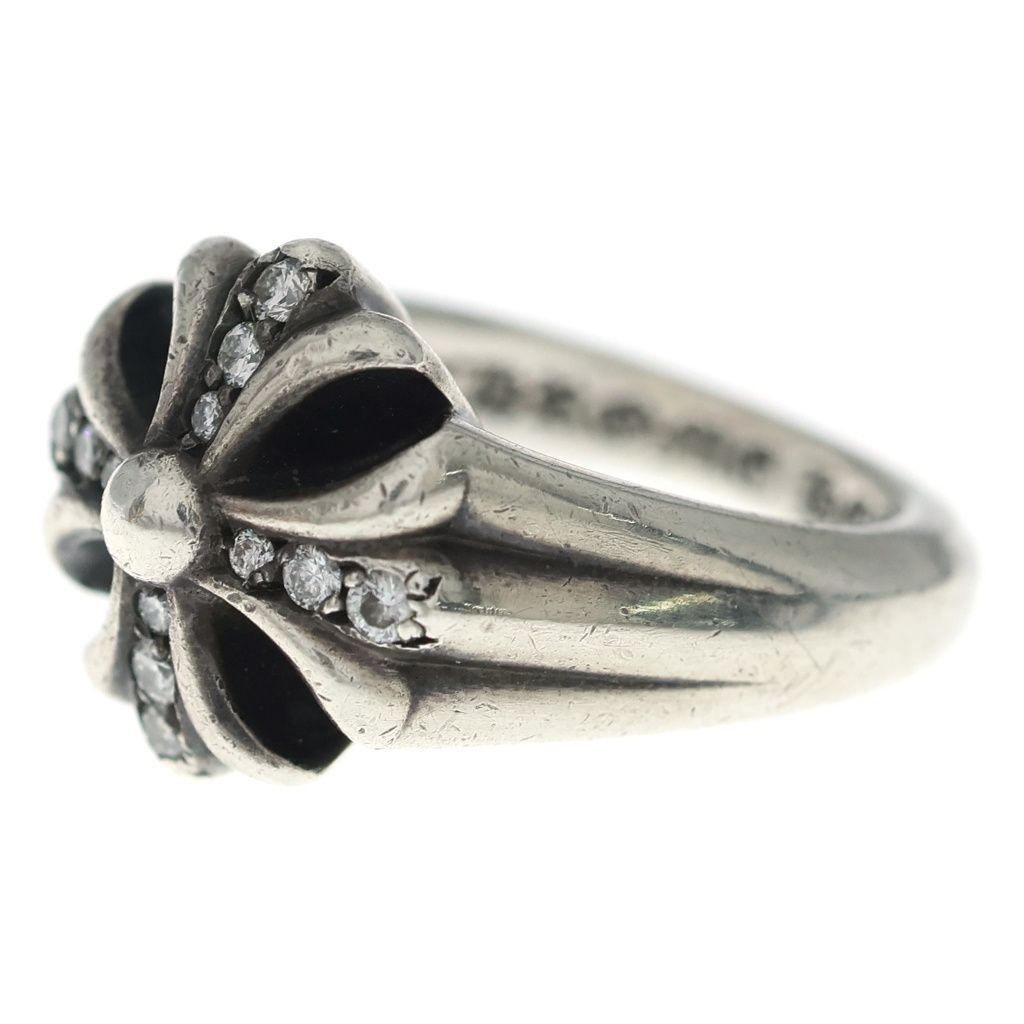 Chrome Hearts Cutout CH Pls P D Small Plus Pave Diamond Silver Ring