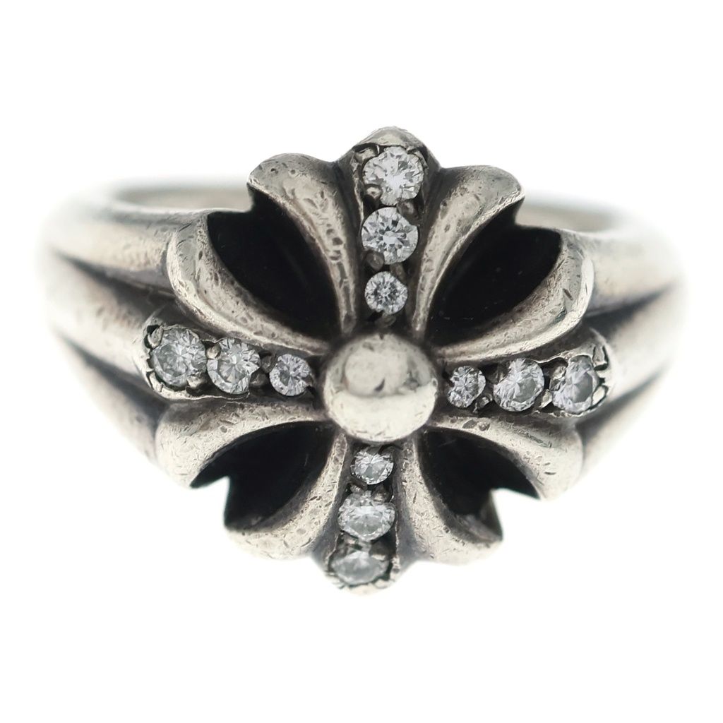 Chrome Hearts Cutout CH Pls P D Small Plus Pave Diamond Silver Ring — view 4